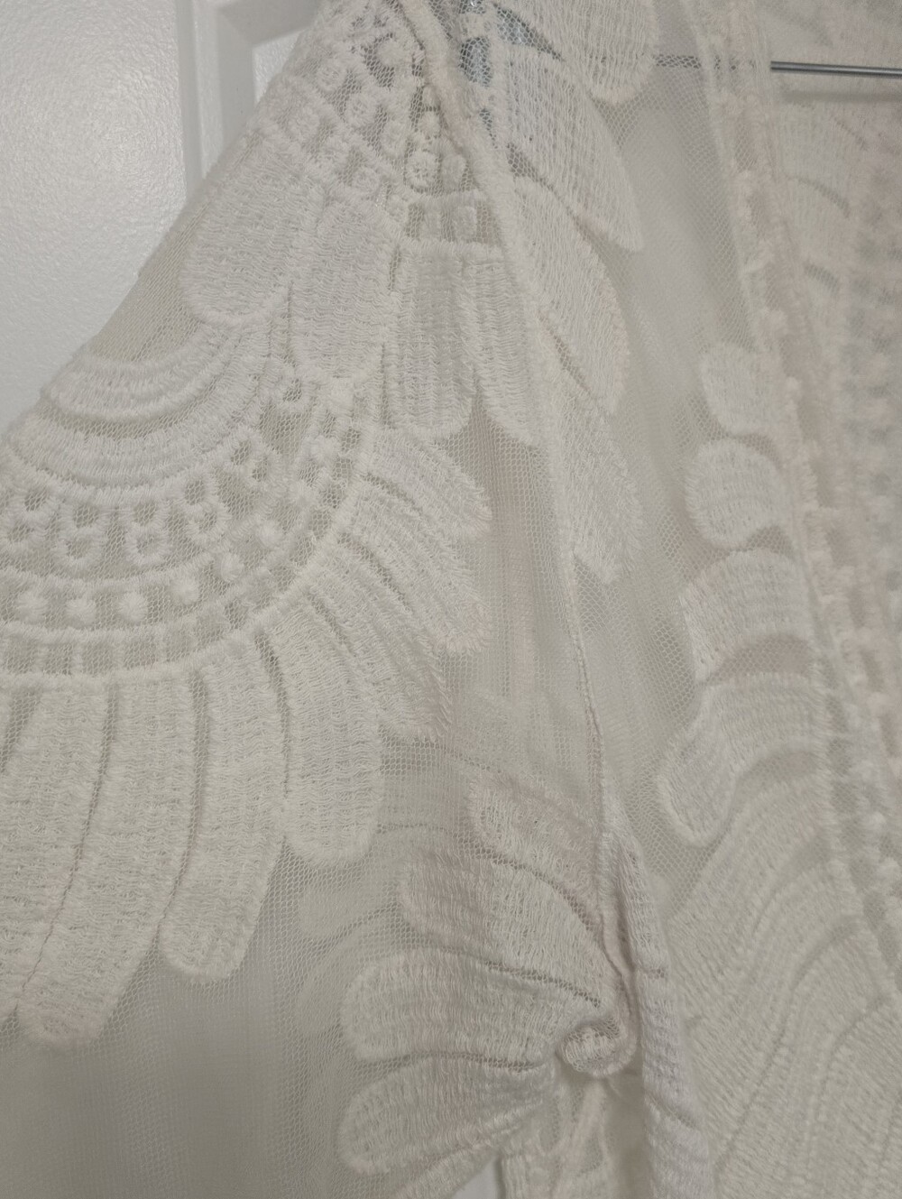 🌟7/25$ ADIVA Boho Ivory Crochet Midi Lace Kimono Cover-Up - Picture 5 of 12